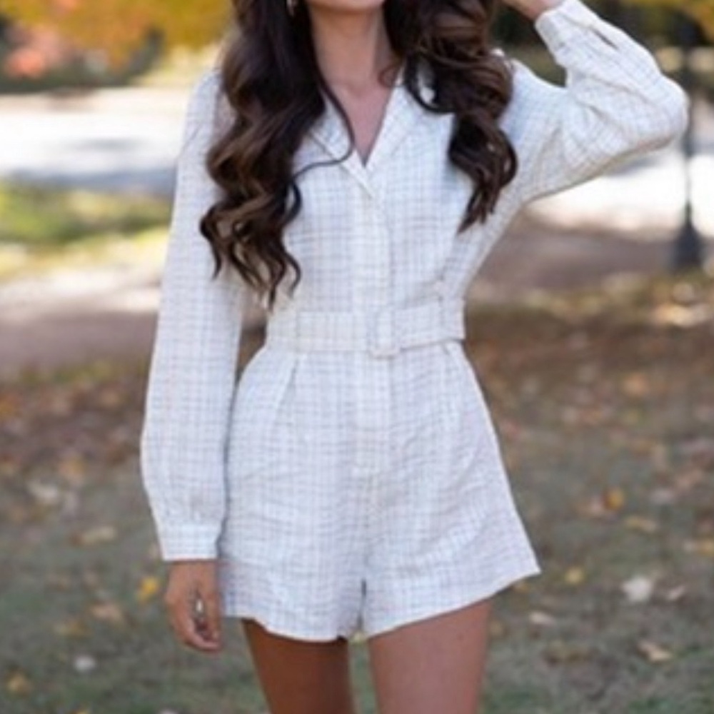 Belted white romper